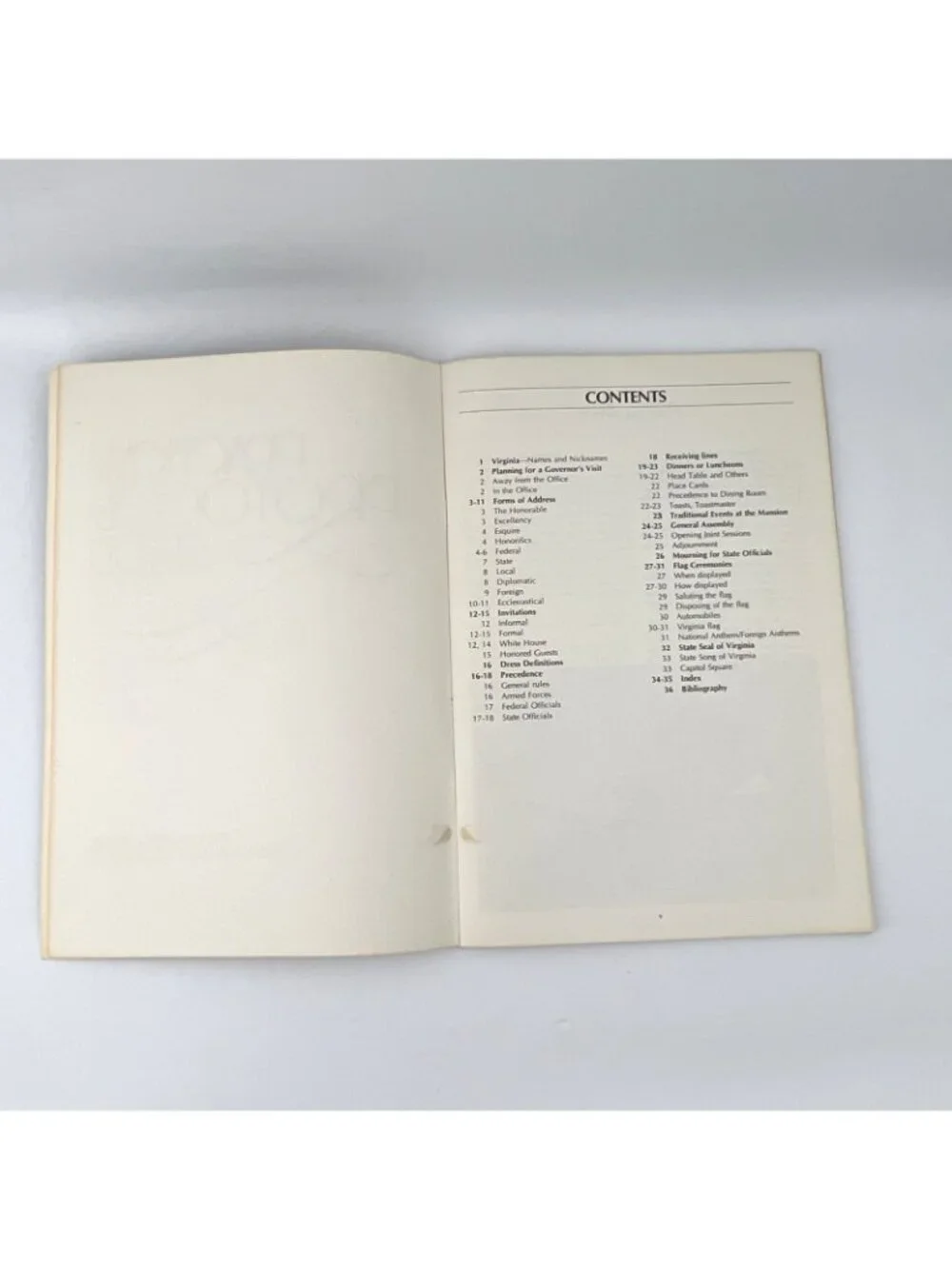 1977 Virginia State Practical Protocol Guide Governor Mills E Godwin Booklet